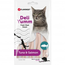 Flamingo Cat Deli Yumm Pasta s tuniakom a lososom 5x14g - pochúťka pre mačky, krémová pasta s príchuťou tuniaka a lososa
