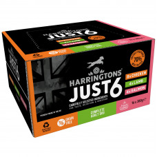 Harringtons Just 6 Mixed Pack 16x380g - bezobilné mokré krmivo pre psov, sada 4 príchutí - AKCIA podľa dátumu, najlepšie skonzumovať do 30.04.2020