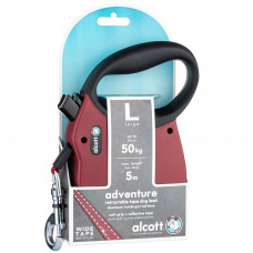 Alcott Adventure Retractable Leash Red - reflexné automatické vodítko pre psa, červené - L
