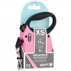 Alcott Adventure Retractable Leash Pink - reflexné automatické vodítko pre psa, ružové - XS