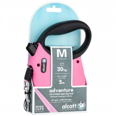 Alcott Adventure Retractable Leash Pink - reflexné automatické vodítko pre psa, ružové - M