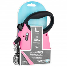 Alcott Adventure Retractable Leash Pink - reflexné automatické vodítko pre psa, ružové - L