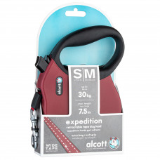 Alcott Expedition Retractable Leash 7,5m Red - dlhé automatické vodítko pre psa, červené - S/M