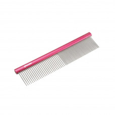 Record Medium Metal Comb 20cm - grzebień z aluminiowym uchwytem i mieszanym rozstawem ząbków 50/50 - Fuksja