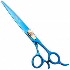 Geib Kiss Gold Blue Straight Scissors - wysokiej jakości nożyczki proste z mikroszlifem i niebieskim wykończeniem - 7,5