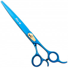Geib Kiss Gold Blue Straight Scissors - kvalitné rovné nožnice s mikrorezom a modrou úpravou - 8,5"