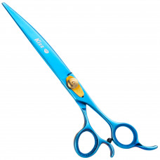 Geib Kiss Gold Blue Curved Scissors - wysokiej jakości nożyczki gięte z mikroszlifem i niebieskim wykończeniem - 8,5