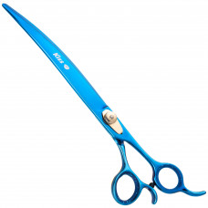 Geib Kiss Gold Blue Curved Scissors - wysokiej jakości nożyczki gięte z mikroszlifem i niebieskim wykończeniem - 9,5
