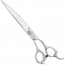 Geib Kiss Silver Pink Curved Scissors - wysokiej jakości nożyczki gięte z mikroszlifem i srebrnym wykończeniem - 8,5