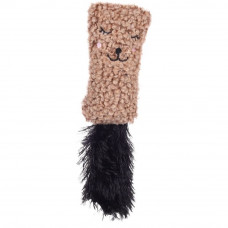 Vankúš Flamingo Cat Suava 20 cm - malý kopanec pre mačky, šuštiaci, s chvostom a mačacím štipcom - hnedý
