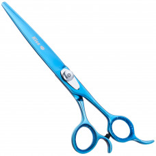 Geib Kiss Silver Blue Straight Scissors - wysokiej jakości nożyczki proste z mikroszlifem i niebieskim wykończeniem - 7,5