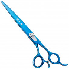 Geib Kiss Silver Blue Straight Scissors - wysokiej jakości nożyczki proste z mikroszlifem i niebieskim wykończeniem - 8,5