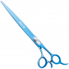 Geib Kiss Silver Blue Straight Scissors - wysokiej jakości nożyczki proste z mikroszlifem i niebieskim wykończeniem - 9,5