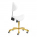 Giovanni 1004 Gold White - złote krzesło groomerskie regulowane w 3 płaszczyznach, siedzisko rodeo, białe