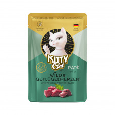 Paštéta Kitty Cat Venison & Poultry Hearts 85g - bezobilné mokré krmivo, paštéta pre mačky, so srdiečkami z diviny a hydiny