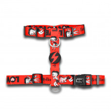 Dashi Vintage Betty Back Harness - nastaviteľný postroj na stráženie psa, vzor Betty Boop, červený - S