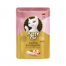 Kitty Cat Filet v paštéte kurča a krevety 85g - vrecko pre mačky, s kuracím mäsom a krevetami, filet v paštéte