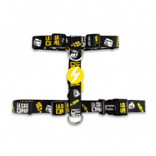 Dashi La Casa De Papel Golden chrbtový postroj - nastaviteľný postroj na stráženie psa, motív zo série House of Paper, čierna - M