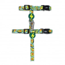 Dashi Avocado Cat Harness + Leash - mačací postroj a vodítko, set, avokádový vzor