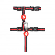 Dashi Stripes Red & Black Cat Harness + Leash - postroj a vodítko pre mačky, sada, červené a čierne pruhy