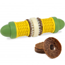 PetSafe Busy Buddy Cravin' Corncob - žuvacia hračka s maškrtami pre psov, kukurica - S/M
