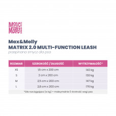 Max&Molly Multi Function Leash Matrix 2.0 Lavender - odnímateľné vodítko pre psa, reflexné, fialové - L