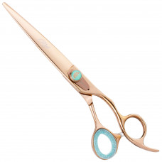 Kenchii Rose Offset Scissors - nožnice na úpravu z ružového zlata, rovné, s mikrorezom - 8"