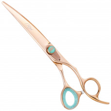Kenchii Rose Offset Curved Scissors - nožnice na úpravu z ružového zlata, ohnuté, s mikrorezom - 8"