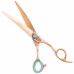Kenchii Rose Offset Curved Scissors - nožnice na úpravu z ružového zlata, ohnuté, s mikrorezom - 8"
