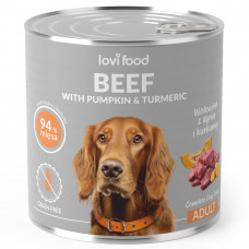 Lovi Food Hovädzie s tekvicou - monoproteínové mokré krmivo pre psov s hovädzím mäsom, tekvicou a kurkumou - 12x 800g Lovi Food Hovädzie s tekvicou - monoproteínové mokré krmivo pre psov s hovädzím mäsom, tekvicou a kurkumou - 12x 800g