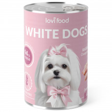 Lovi Food White Dogs Rabbit & Turkey - mokré krmivo pre bielych psov, králik s morkou, cuketou a harmančekom - 24x 400g