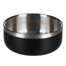 Flamingo Lora Black & Sliver Steel Bowl - oceľová miska pre psov a mačky, dvojitá stena, matná čierna - S