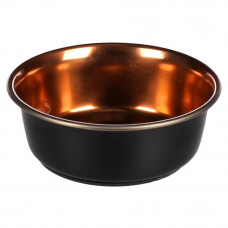 Flamingo Ezra Round Black & Copper - oceľová miska pre psov a mačky, čierna - medená - M Flamingo Ezra Round Black & Copper - oceľová miska pre psov a mačky, čierna - medená - M