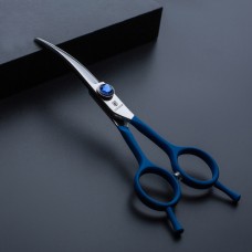 Jargem Blue zakrivené nožnice 6" - upravovacie nožnice ohnuté s ozdobnou skrutkou, modrá