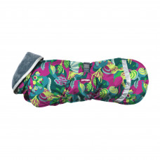 Kevyt Pomppa for Harness Trail - teplý pršiplášť pre psov, s otvorom na traky, viacfarebné listy - 28