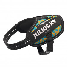 Julius-K9 IDC Powerharness Leopard - postroj pre psa, s odrazkami, žltý a tyrkysový vzor - Baby 2