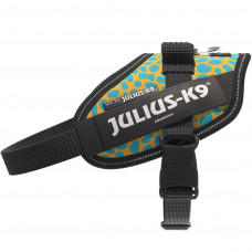 Julius-K9 IDC Powerharness Leopard - postroj pre psa, s odrazkami, žltý a tyrkysový vzor - Mini-Mini