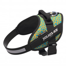 Julius-K9 IDC Powerharness Leopard - postroj pre psa, s odrazkami, žltý a tyrkysový vzor - 2