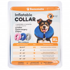 Bencmate Inflatable Collar Blue - plyšový, nafukovací obojok pre psov a mačky, modrý - XL