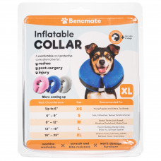 Bencmate Inflatable Collar Grey - plyšový, nafukovací obojok pre psov a mačky, šedý - XL