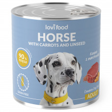Lovi Food Horse s mrkvou a ľanovým semiačkami - mokré krmivo pre psov s koňom, mrkvou a ľanovým semiačkami - 12x 800g
