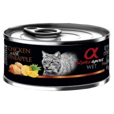 Alpha Spirit Cat kura s ananásom 85 g - Bezobilné a bezlepkové mokré krmivo pre mačky s kuracím mäsom a ananásom