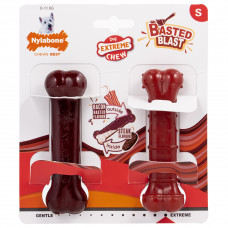 Nylabone Power Chew Basted Blast Bone 2ks. - tvrdá maškrta pre malého psa, kosť s dvoma príchuťami, slanina a steak, sada - S Nylabone Power Chew Basted Blast Bone 2ks. - tvrdá maškrta pre malého psa, kosť s dvoma príchuťami, slanina a steak, sada - S
