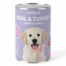 Lovi Food Junior & Puppy Veal & Turkey - mokré krmivo pre šteňatá a juniorov, s teľacím mäsom, morkou a hruškou - 400 g