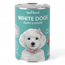 Lovi Food White Dogs Junior & Puppy Veal & Banana - mokré krmivo pre šteňatá a juniorov, pre biele plemená, s teľacím mäsom a banánom - 24x 400g