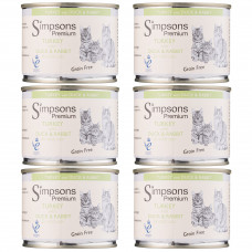 Simpsons Premium Cat Turkey, Duck & Rabbit - bezobilné mokré krmivo pre mačky, morka, kačica a králik - 6x 200g