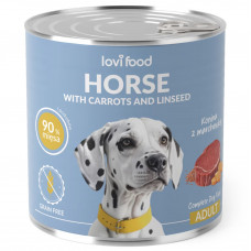 Lovi Food Horse s mrkvou a ľanovým semiačkami - mokré krmivo pre psov s koňom, mrkvou a ľanovým semiačkami - 6x 800g