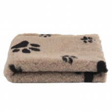 Blovi DryBed A+ - protišmykový pelech, pelech pre domáce zvieratá, béžový s čiernymi labkami - 100x75cm