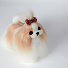 Pán Jiang Shih Tzu Celotelové chlpy šampanské a biele - Náhradné chlpy pre figurínu pre malé modely psov, šampanské a biele