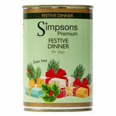 Simpsonovci Premium Festive Dinner - mokré krmivo pre psov, slávnostné jedlo s moriakom, kačicou a husacou - 400g